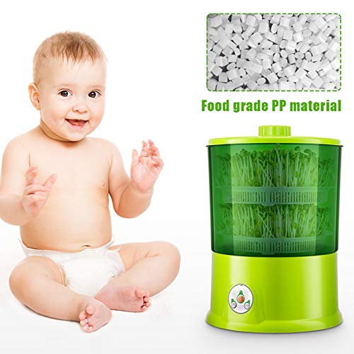 lzndeal DIY Bean Sprout Maker Thermostats Green Vegetable Seedling Growth Bucket Bud Electric Bean Sprout Machine Automatic Seed Sprouter Power-Off Memory Function Sprouter Large Capacity