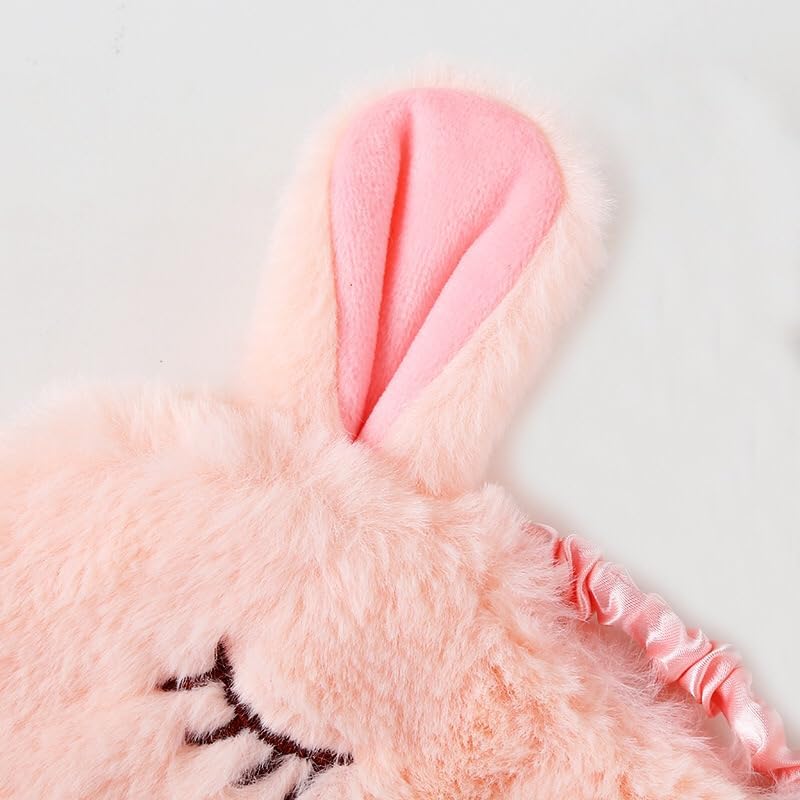 Cute Plush Animal Sleep Mask Bunny Kids Girls Women Gift Blindfold Eye Cover (Pink Bunny) image 3