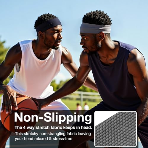 Image of Braylin Men's Headband, 3-Pack Men's Sweatband, Sports Headband for Running, Cycling, Basketball, Fitness Workout, Unisex Headbands