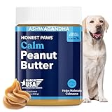 Honest Paws Calming Peanut Butter for Dogs – Dog Supplement with Ashwagandha, Valerian Root & L-Tryptophan – Supports Relaxation & Balanced Behavior – Made in USA – 12 oz