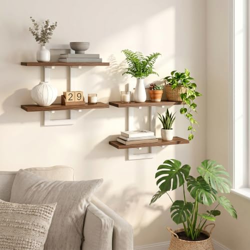 Image of HOOBRO 2-Tier Floating Shelves, 15 Inch Wall Shelf Set of 2