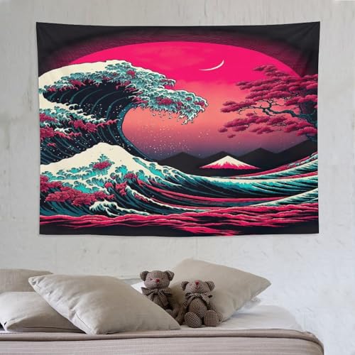 Tenture murale grandes vagues et affiche de decoration de chambre d'ado