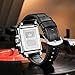 OLEVS Large Face Square Watches for Men Silver Bezel Chronograph Watches with Black Leather Strap Luxury Three Hands Watch Waterproof Calendar Easy Read Luminous Men's Quartz Watch Reloj De Hombre