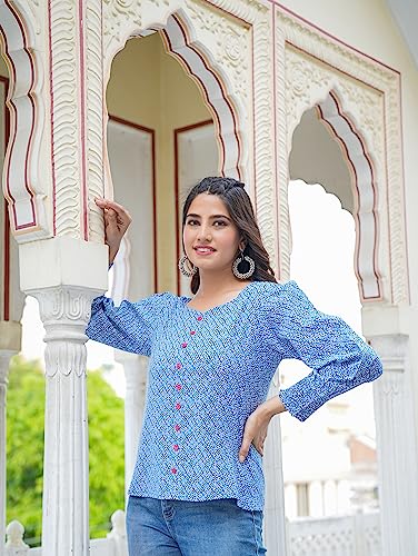 Image of Yash Gallery Womens Rayon Printed Relaxed Fit Casual Top Womens & Girls