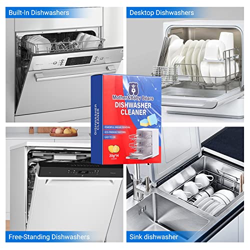Dishwasher Cleaner Tablets, 14 Count Natural Dishwasher Cleaner And Deodorizer, Remove Grease, Limescale, Odor, Calcium, Septic Safe. #TOP4