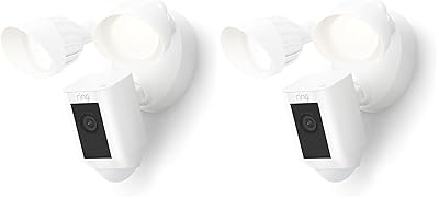 Ring Floodlight Cam Wired Plus (newest model), Outdoor home or business security with motion-activated 1080p HD video and floodlights, 2-pack, White