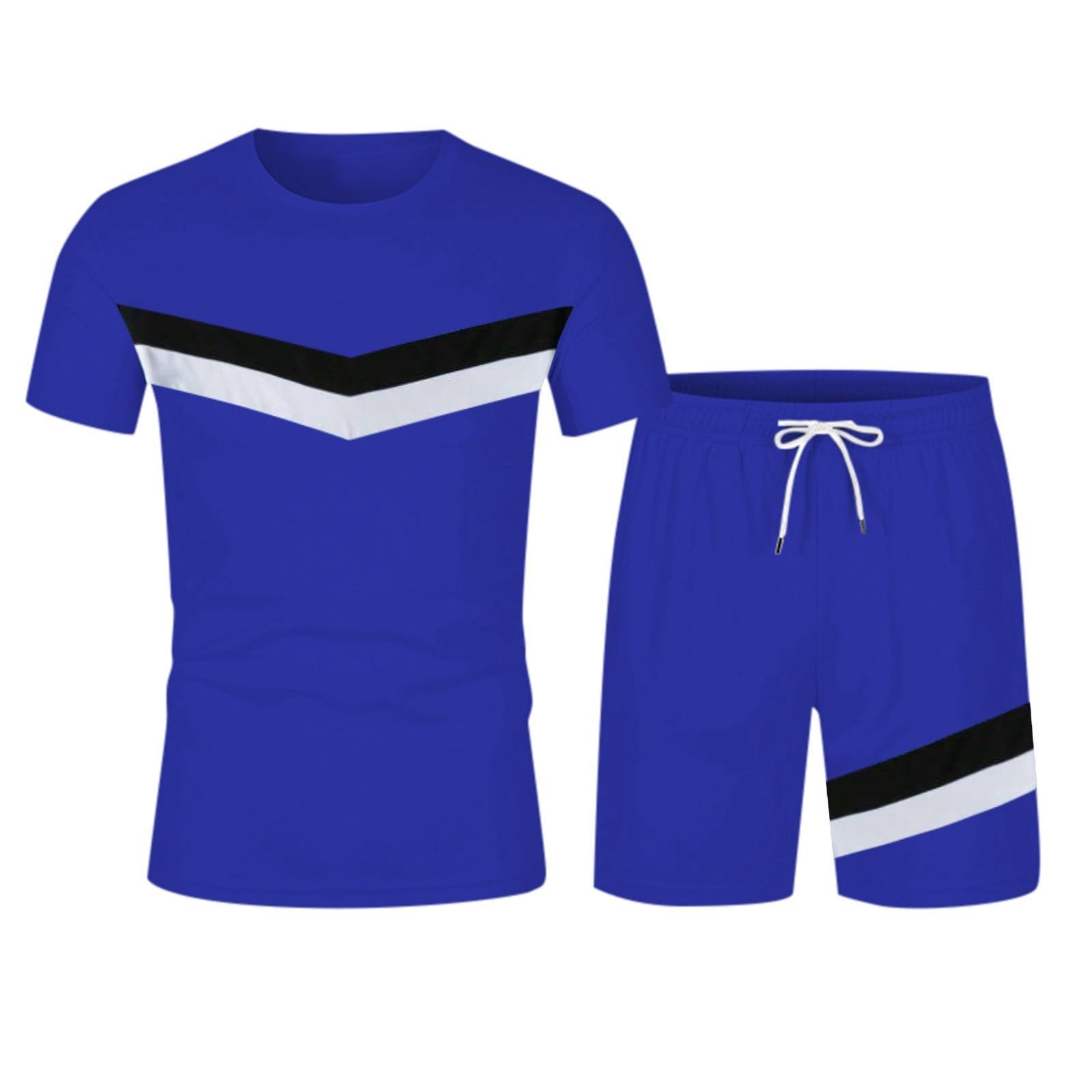 Tuta da uomo estiva con maglietta e pantaloncini, set da 2 pezzi, tuta estiva alla moda, comoda e casual, tuta da jogging a maniche corte, tuta da jogging natalizia