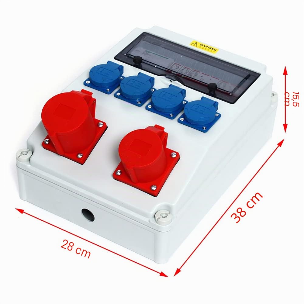 Scatola di Distribuzione Da Parete Impermeabile 16+4 Volt – Quadro Elettrico di Alimentazione Industriale, Resistente, Adatto per Uso Professionale e Domestico