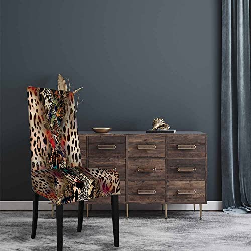 Numland Leopard Print Chair Covers Jungle African Animal Skin Texture Cheetah Wildlife Camouflage Anti-Dust Chair Seat Protector Stretchable Washable Polyester For Home Dining Room Decor 1 Pack #TOP1