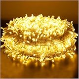 AKISOT クリスマスLEDイルミネーションライト屋外 防水33m300球/50m400球/100m500球/100m800球 LEDストリングライト 屋外 防水 8点灯パターン 記憶メモリー インテリアライト クリスマス 飾りライト ワイヤライト キャンプ用 ト ledガーランドライト フェアリーライ 正月 誕生日 パーティー (ゴールド, 300球（33m）)