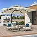 10x10 FT Cantilever Patio Umbrella with Base Included Double Top Outdoor Square Large Heavy Duty Aluminum Offset Umbrellas with 7 Level Tilt 360-degree Rotation for Pool Garden Deck,Beige