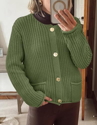Image of PRETTYGARDEN Cardigan Sweaters for Women 2026 Trendy Oversized Knit Chunky Button Cardigans Fall Winter Outfits with Pockets