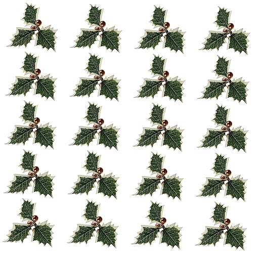 ABOOFAN 20 Piezas Pequeñas Hojas Verdes de Frutos Dorados. decoración de Frutas Decoraciones navideñas Plantas Artificiales Planta Artificial Planta Decorativa Decoración navideña paño