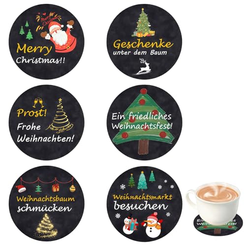 6 posavasos de fieltro de Navidad, posavasos de fieltro, diseño de invierno, posavasos de Navidad, manteles individuales redondos con árbol de Navidad, posavasos para tazas, posavasos antideslizantes