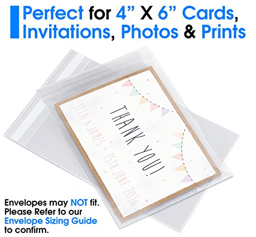 Pack It Chic - 4” X 6” (1000 Pack) Clear Resealable Polypropylene Bags - Fits 4X6 Prints, Photos, A1 Cards, Envelopes - Self Seal