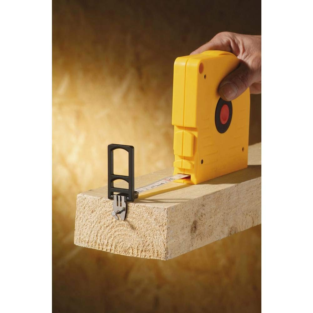 Stabila 17222 Bandmaß BM 50 W, 30 m, weißlackiertes Stahl-Messband, mit Universalhaken, Gelb, 30 m, Stahlband