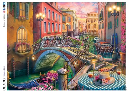 Rompecabezas Ceaco - Canal de Venecia al Atardecer - 300 piezas grandes para adultos | Arte de Eduard, fabricado en EE.UU., tamaño final 24 x 18 pulgadas, incluye póster, ideal como regalo y para enmarcar miniatura 4