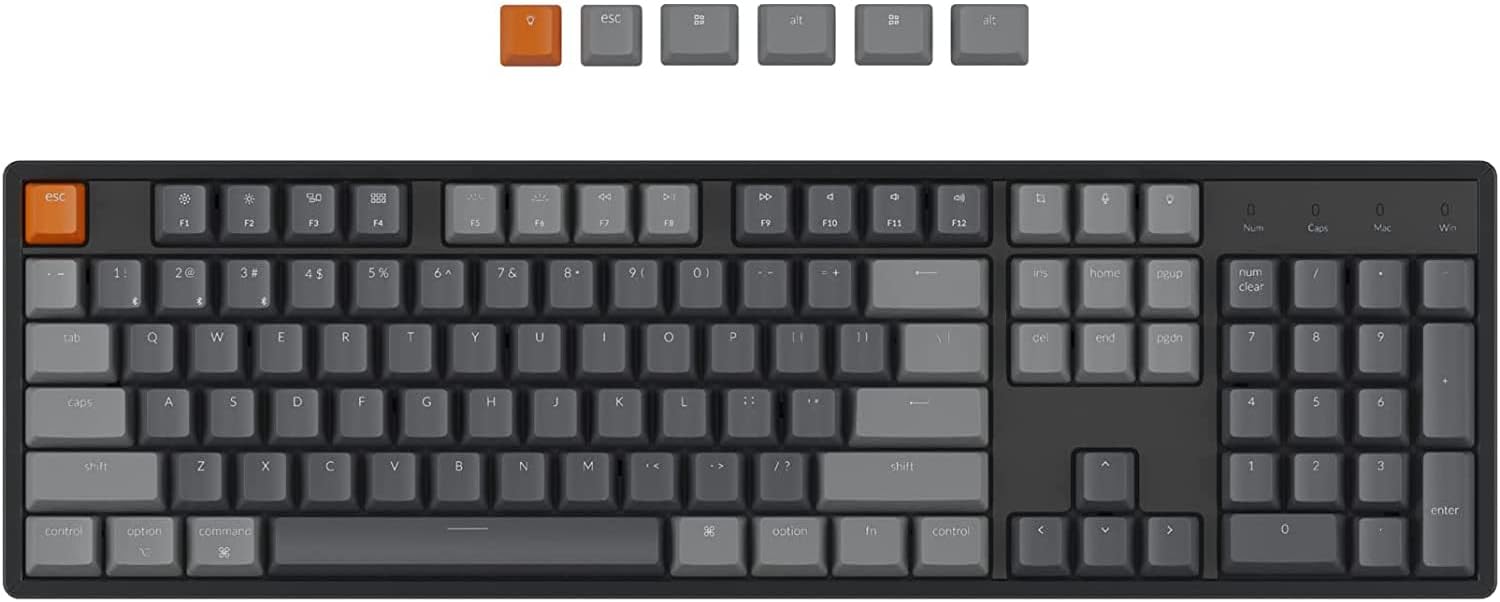 K10 RGB Full Size Layout Hot-Swappable Mechanical Keyboard for Mac Windows, Multitasking 104-Key Bluetooth Wireless/USB Wired Gaming Keyboard with Keychron Super Red Switch Aluminum Frame