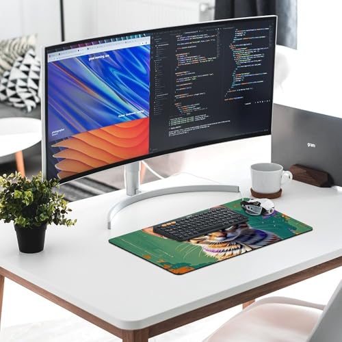 Tapis de souris de jeu grande taille chat tigré imperméable pour bureau - 6