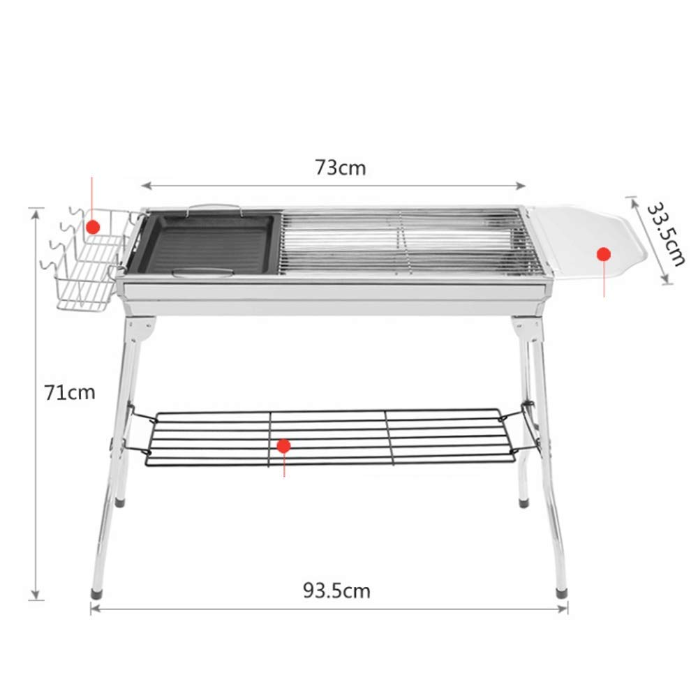 Grill na świeżym powietrzu, przenośny składany grill kempingowy ze stali nierdzewnej węgiel drzewny 73x33,5x71cm,Grill ogrodowy