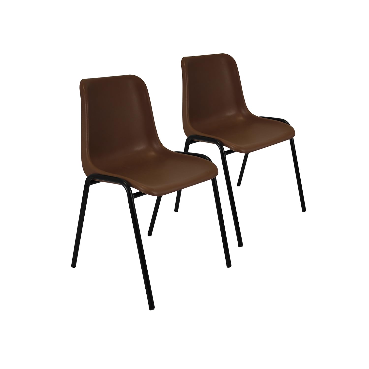 Meta Furniture Unassembled Mid-Century Modern Style Lounge Plastic Side Chairs for Kitchen, Dining, Bedroom, or Living Room (2, Matt Brown)