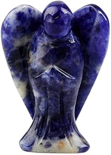 Shanxing Pocket Guardian Angel Crystal Gemstone Carved Mini Figurine Statue Ornament Decoration 1.5 inch,Sodalite
