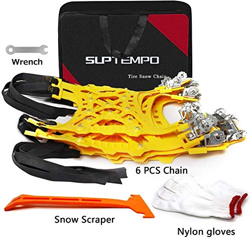 SUPTEMPO Car Snow Chains, 6Pcs Emergency Anti Slip Tire Traction Chains TPU Snow Chain for Light Truck/SUV/ATV Winter Universal Tire Security Chains