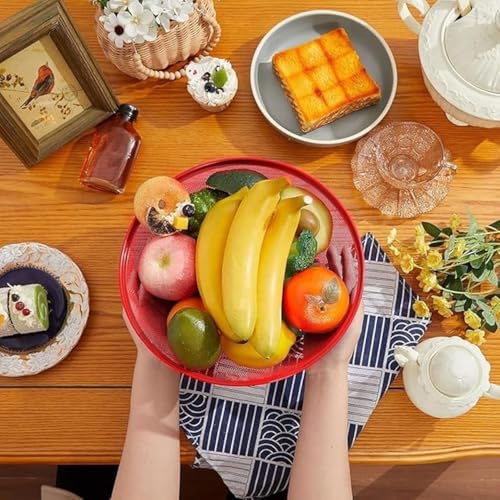 Image of SPIREX Designer Apple Shape Fruit & Vegetable Basket with Net Cover | Stylish Kitchen Storage Stand | Durable Plastic Organizer (Red)