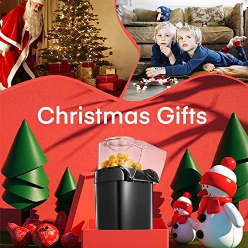 Electric Popcorn Maker - 1200W HOUSNAT Retro Popcorn Machine with Hot Air Circulation - 2 Min Qucik Popping - for Oil-Free & Healthy Snacks, for kids - Movie Nights - Parties - Home Cinema - Black