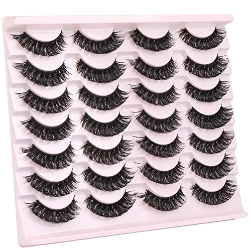 False Eyelashes Russian Strip Lashes Natural Look 15mm Fake Eyelashes Extension 14 Pairs Soft Reusable 3D Volume Faux Mink Eye Lashes Pack
