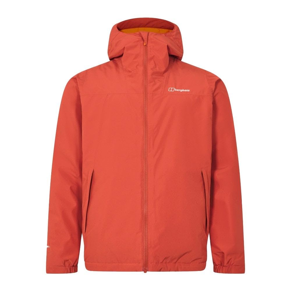 Berghaus Men's Deluge Pro Waterproof Insulated Jacket | Adjustable | Durable Coat | Rain Protection Waterproof Jacket, Orange, M