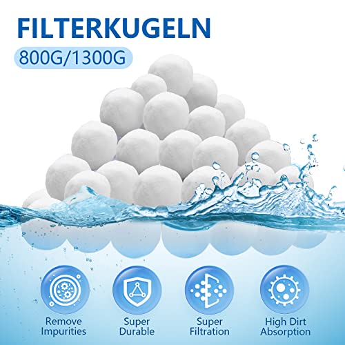 Filterbälle für Sandfilteranlagen,800g Filterbälle Pool Ersatz Für 28Kg Filtersand Und Quarzsand,Mehrweg Filterballs mit Wäschenetz,für Aquarium und Poolzubehör,Pool Filter Schwimmbad Filteranlagen