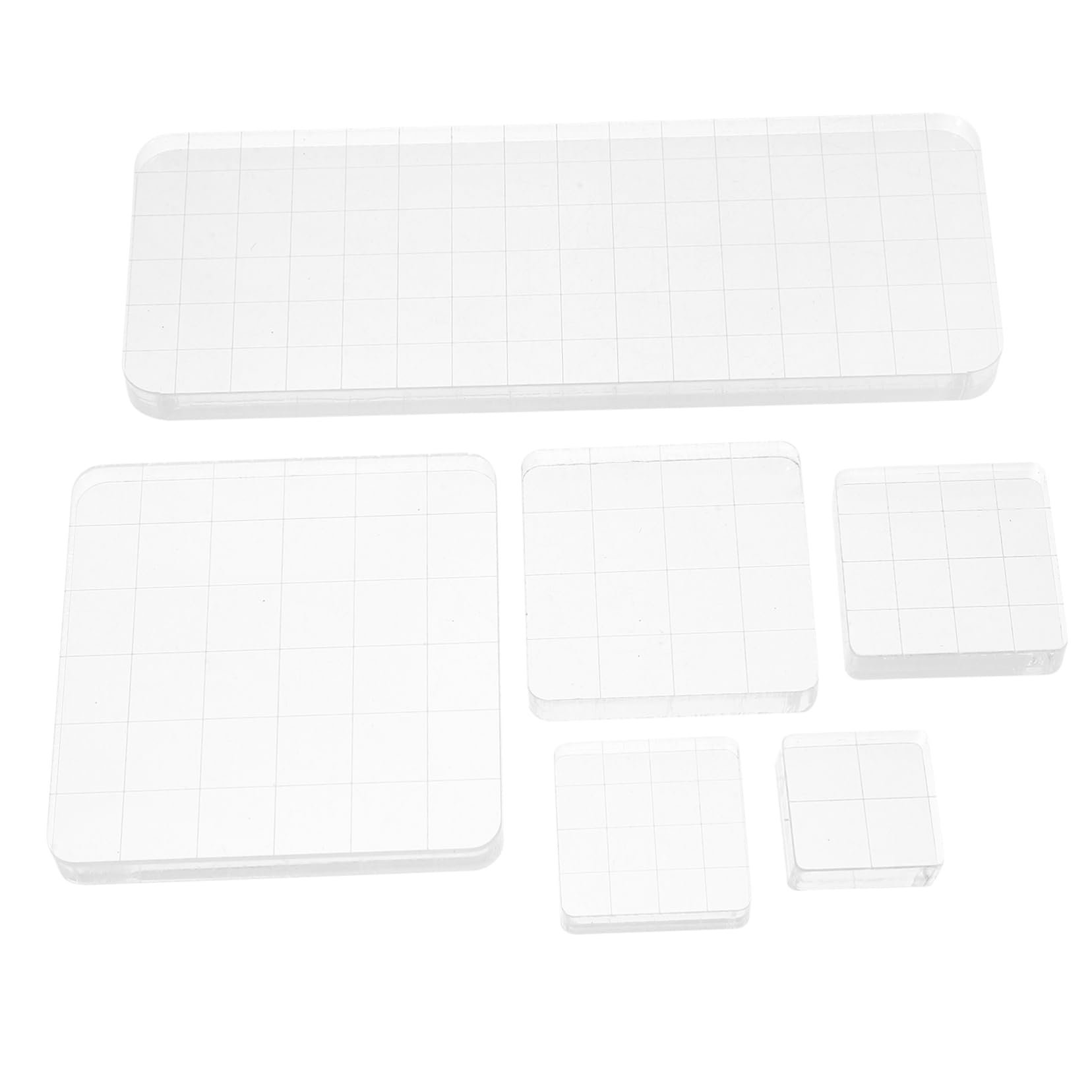 ARTIBETTER 6pc Acrylic Stamping Blocks Set Grid Lines for DIY Crafts Card Making Scrapbooking