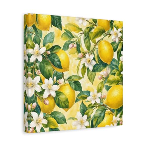 Branche de citron imprimée sur toile 30x30 cm pour déco de cuisine