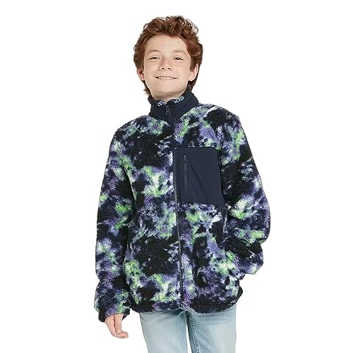 Boys Zip Up High Pile Fleece Jacket art class Navy Blue Size M