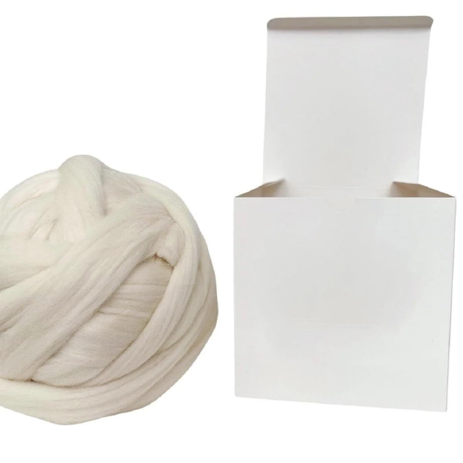 Gomitolo di lana da 0,5 kg, morbido e grosso, per lavorare a maglia, coperta per lavorare a maglia, filato di lana naturale non tinto, nucleo per infeltrimento, imbottitura cardata