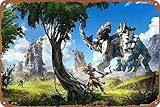  Horizon Zero Dawn 2017, targa in metallo vintage, decorazione artistica da parete per soggiorno, bagno, cucina, gioco, 20,3 x 30,5 cm