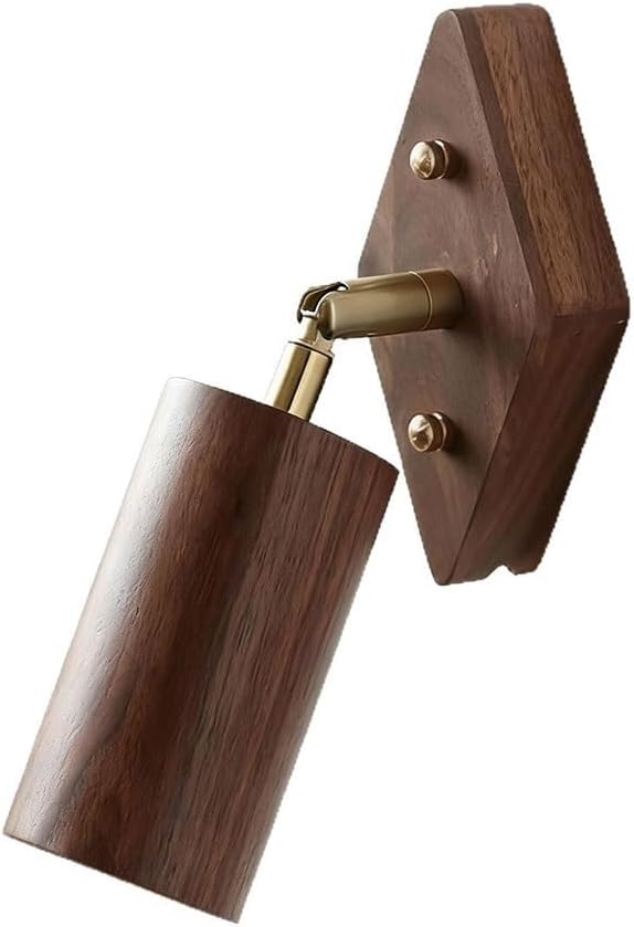 Modern Minimalist Solid Natural Wood Rotating Wall Sconce,LED Reading Spotlight,Adjustable Angle Accent Wall Lighting Fixture for Bedroom Bedside, Hallway,Study,Office Parlor(Yellow)