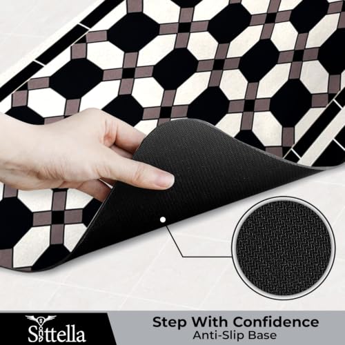Image of SITTELLA Geometric Print Kitchen Floor Mat 45x80 CM, Waterproof & Anti Slip | Soft Washable Kitchen Runner | Anti Skid Floor Mat for Kitchen, Home & Dining Area