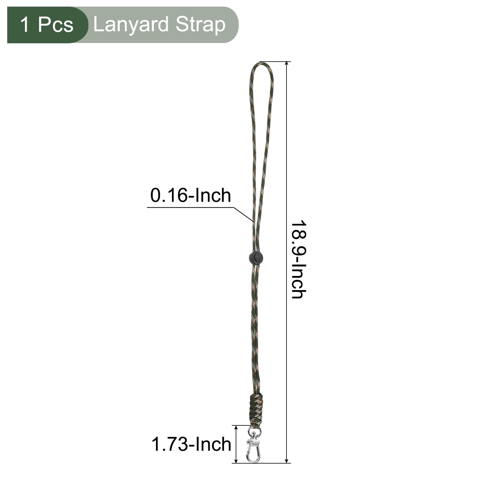 YOKIVE 1 Pcs Paracord Lanyard with Clasps, Necklace Keychain Cord Metal Hooks Straps, Camo Green, 19 Inch - Image 2