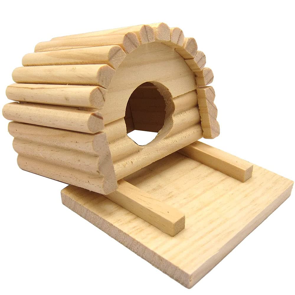 ANCLLO Wooden Hamster House Arch Shaped Small Animal House for Mouse Chinchilla Rat Gerbil and Dwarf Hamster