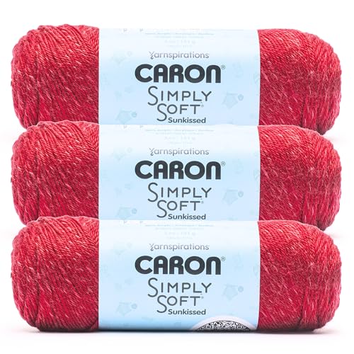 Image of Caron Simply Soft Sunkissed Tomato Tonal Yarn - 3 Pack of 141g /5oz - 100% Acrylic - #4 Worsted (Medium) - 248 Yards - Knitting /Crochet
