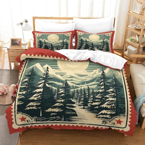 Housse de couette Noël vintage 200x200 parure lit microfibre - 3