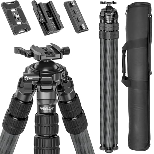 WEYLLAN HN403 Carbon Fiber Tripod for Hunting, 70.47 Inverted Carbon Shooting Tripod with 52mm Lever Ball Head, Includes Carrying Bag, Picatinny Adapter, Mlok Arca Rail, Arca Quick Release Plate