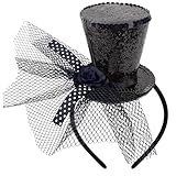 Black Mini Top Hat Headband Fascinator Tea Party Headpiece for Women