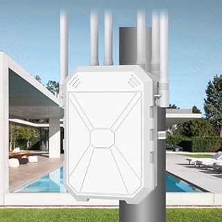 Répéteur WiFi 6 Extérieur AX1800, Borne WiFi Extérieure IP67 Longue Portée, Amplificateur WiFi Outdoor avec 6 Antennes 7dBi, Point d’Accès WiFi Extérieur PoE, Port Gigabit, pour Jardin, Terrasse