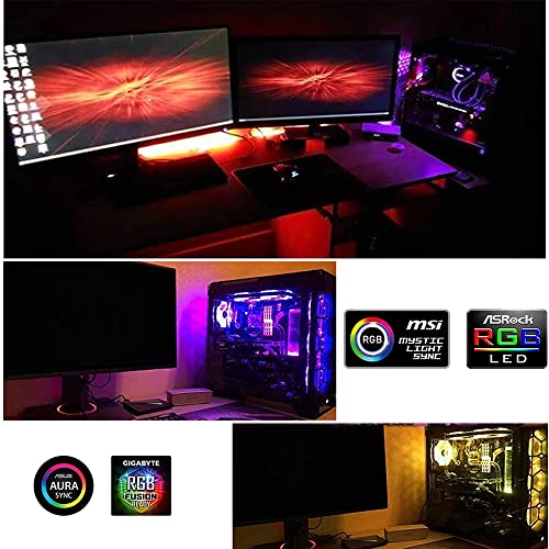 Vrabocry Led Rgb Pc Light Strip 1Pcs 19.7In Rgb Led Strip For 12V 4-Pin Rgb Led Headers For Asus Aura Sync, Gigabyte Rgb Fusion, Msi Mystic Light, Asrock Rgb #TOP5
