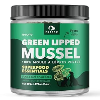 Petpal Green Lipped Mussels for Dogs - Hip & Joint Health Supplement with Natural Chondroitin, Vitamins, Anti Oxidants - Functional Dog Powder for Pet Mobility Support (16oz (300g))