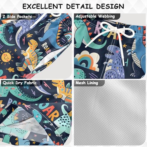 susiyo Boys Swim Trunks Simple Dinosaurs Toddler Swim Shorts Quick Dry Beach Board Shorts Little Boy Bathing Suits Swimwear3