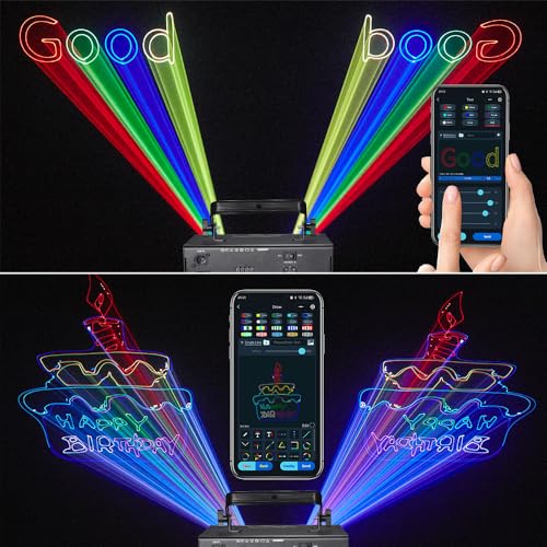 Image of DJ Laser Light with App Control, 3D Animation Stage Laser Machine Projector, Support Custom Drawing, Text Playback, Personalized Program, DMX Music Sound & Remote Laser for Party, Disco, Club, Bar